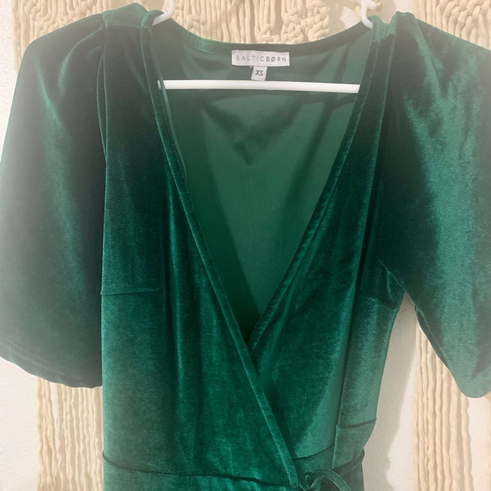 Baltic Born emerald green velvet wrap dress!